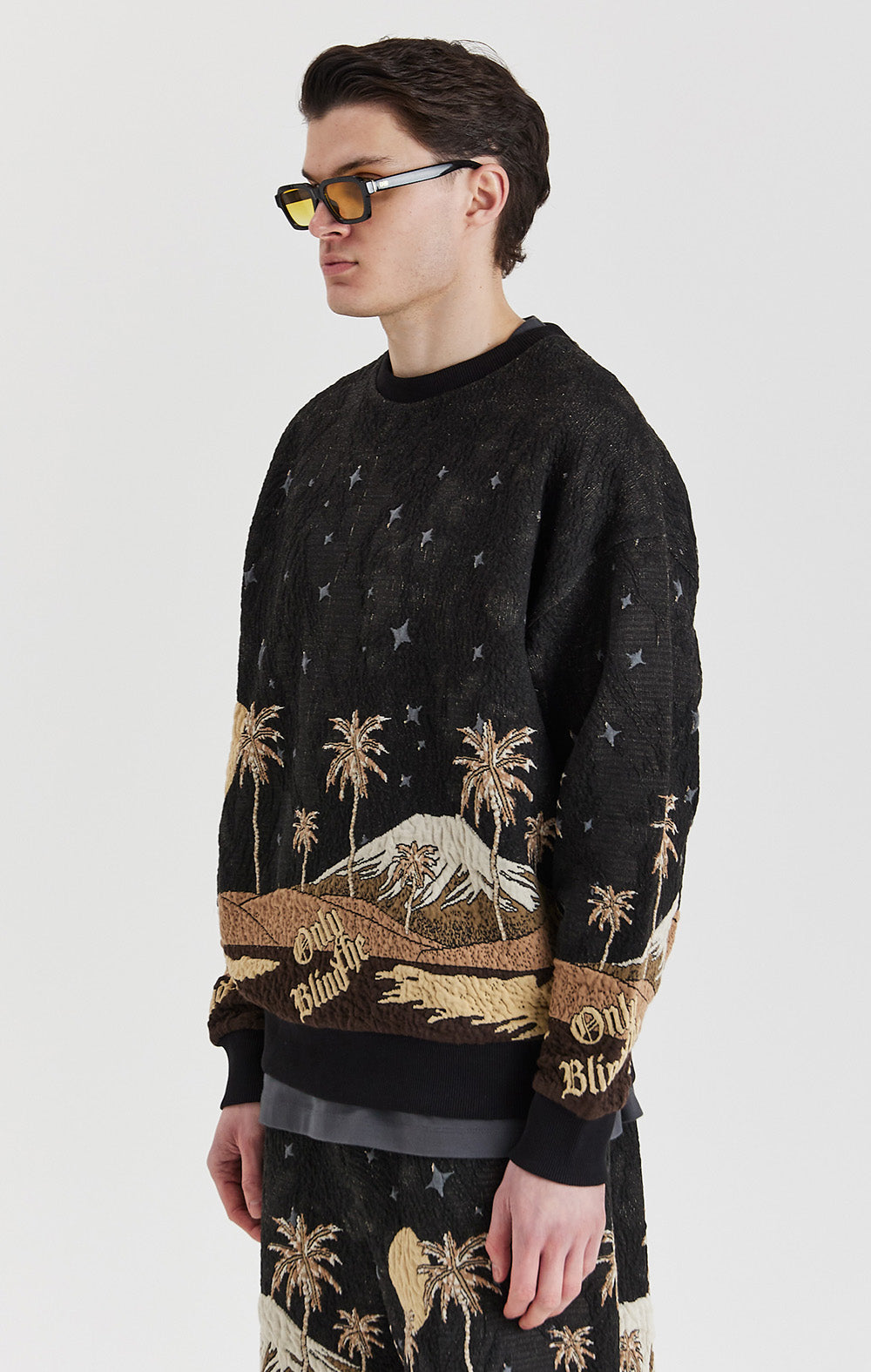 Sepia Mountain Jacquard Sweatshirt - ONLY THE BLIND™