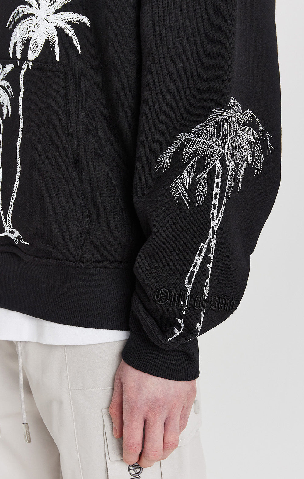 Black Mono Palm Hoodie - ONLY THE BLIND™