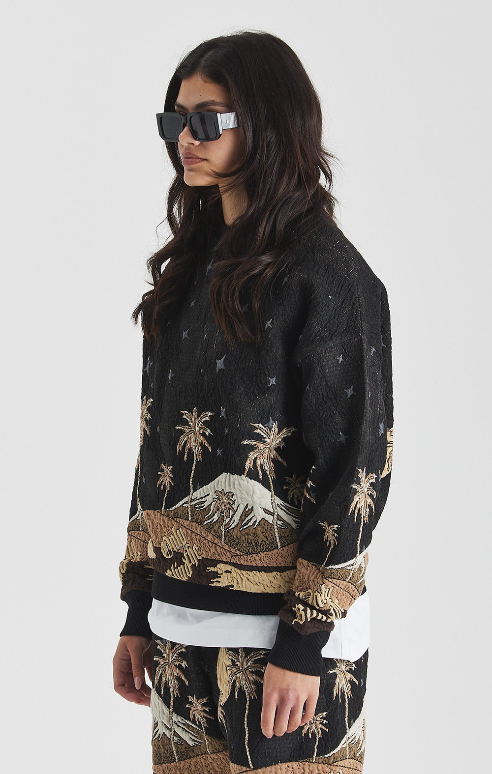 Sepia Mountain Jacquard Sweatshirt - ONLY THE BLIND™