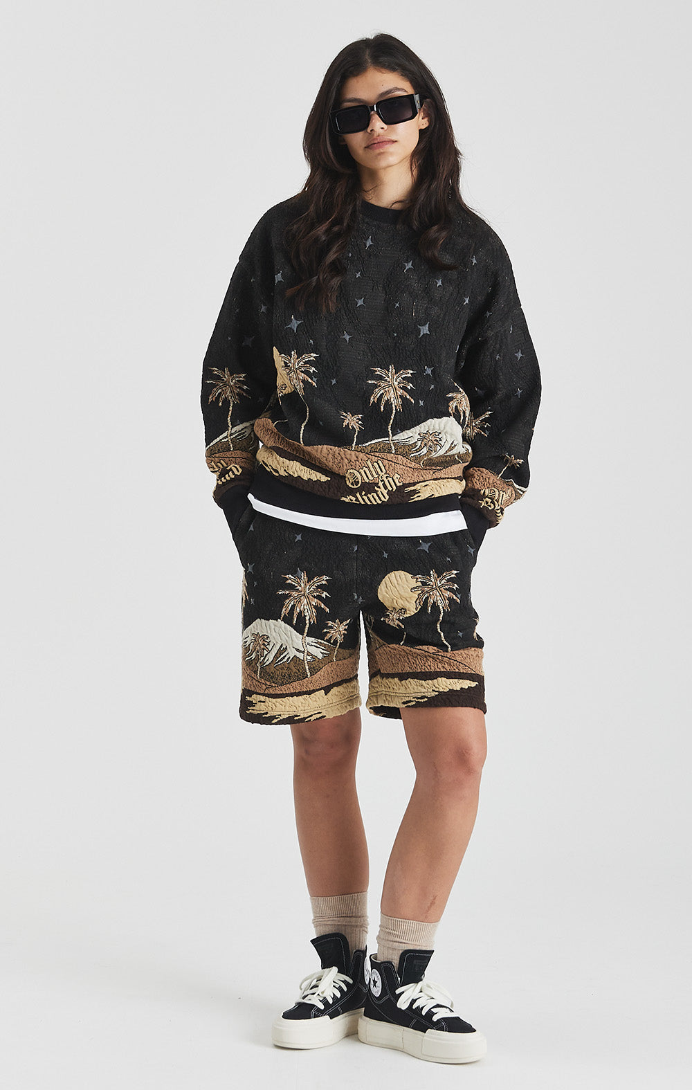 Sepia Mountain Jacquard Sweatshirt - ONLY THE BLIND™