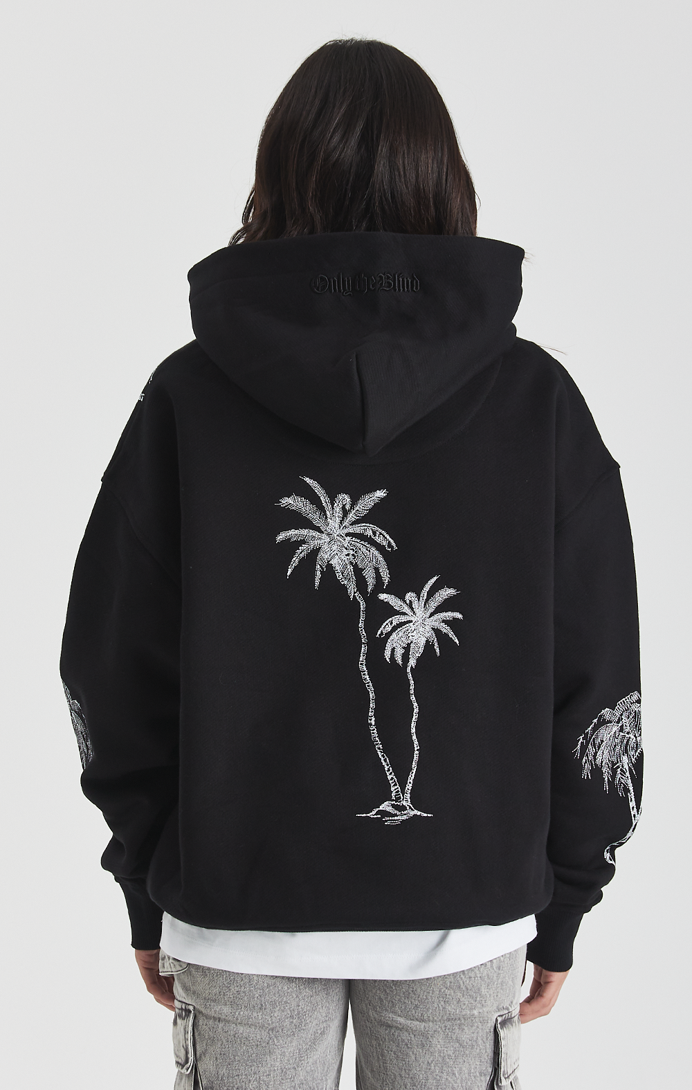 Black Mono Palm Hoodie - ONLY THE BLIND™