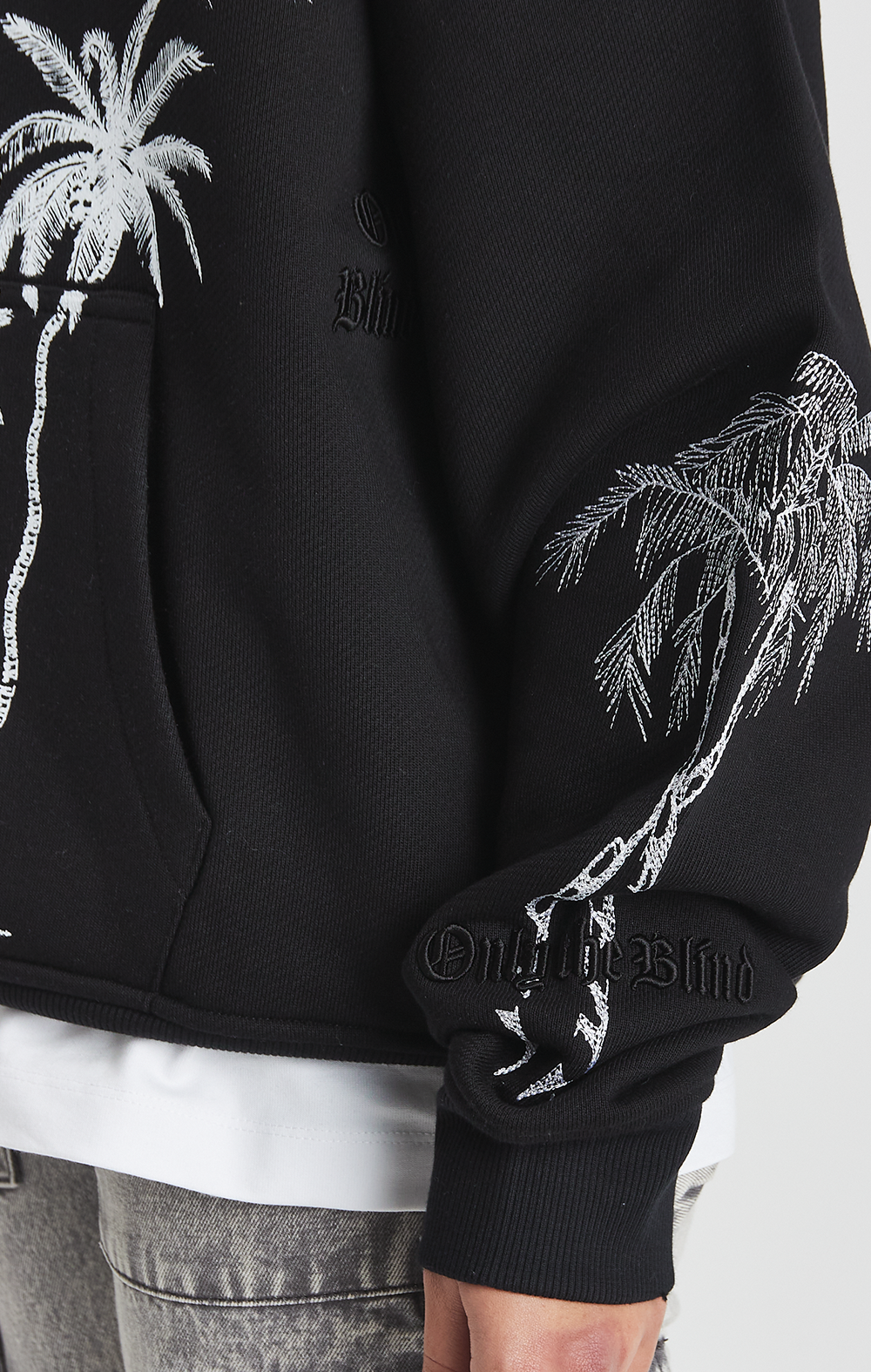 Black Mono Palm Hoodie - ONLY THE BLIND™