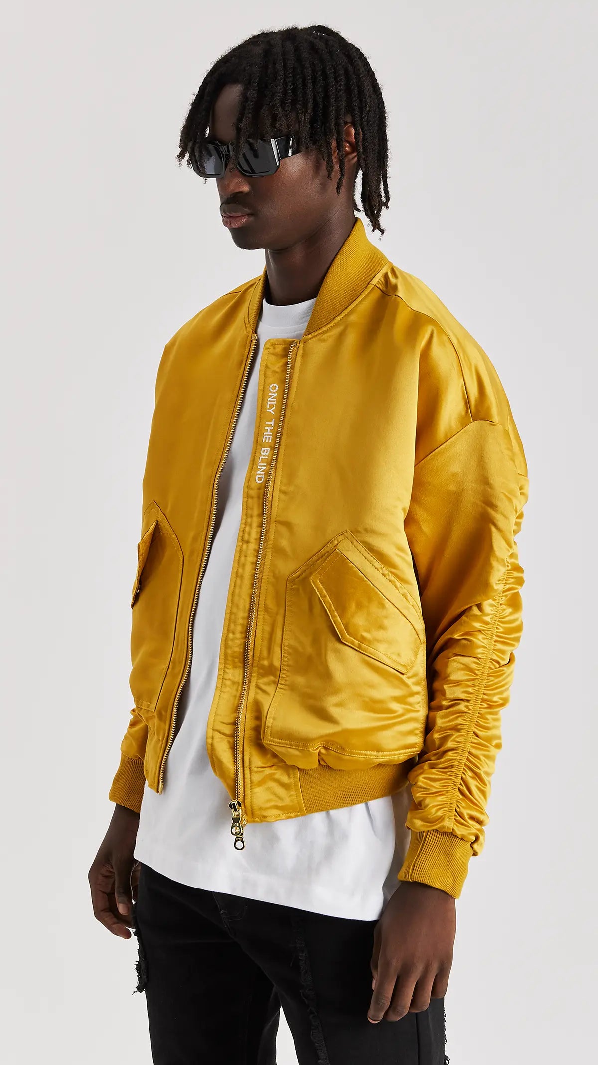 Signature Satin Gold Bomber Jacket - ONLY THE BLIND™