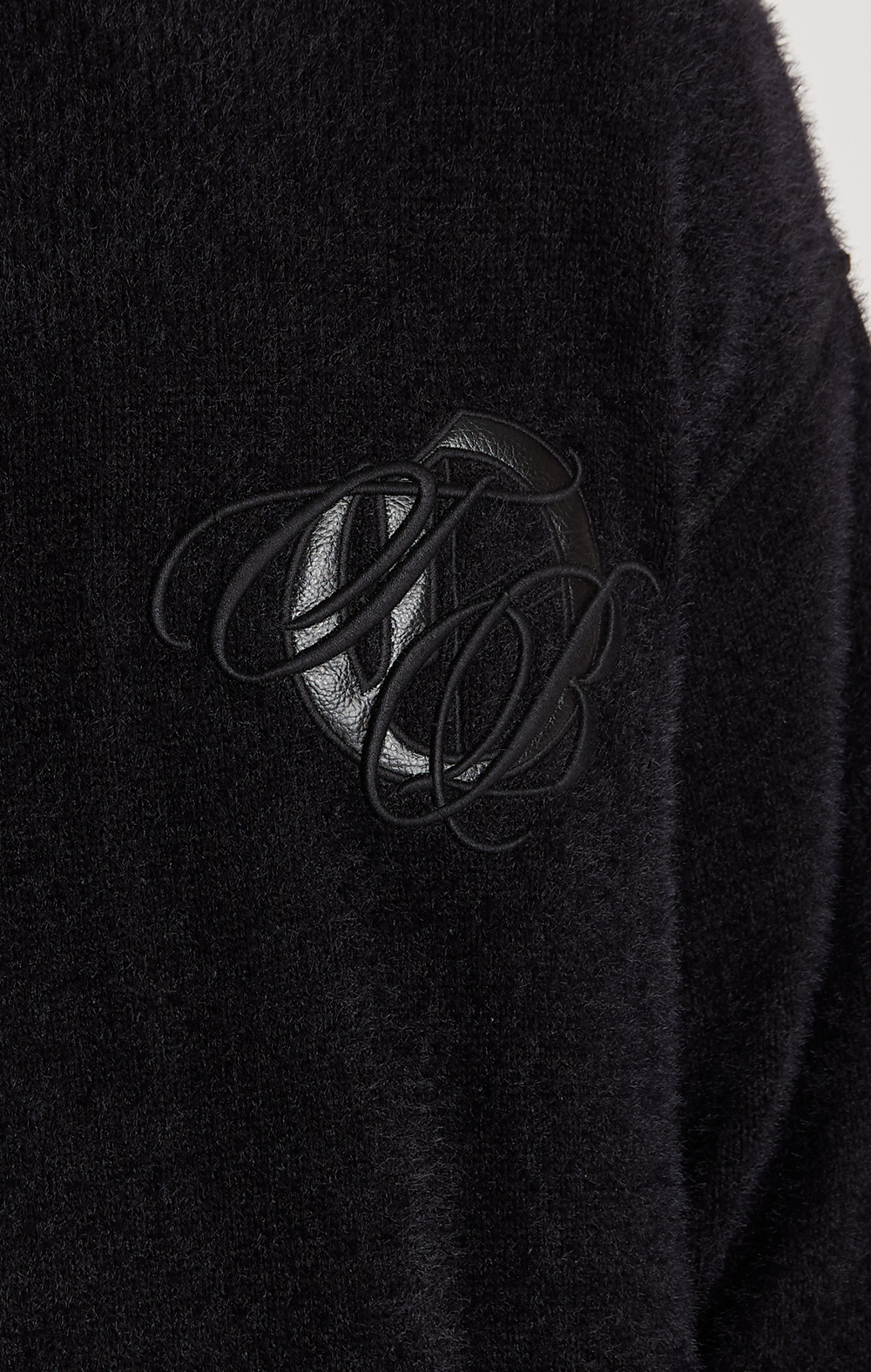 LEATHER APPLIQUE KNIT SWEATSHIRT - ONLY THE BLIND™